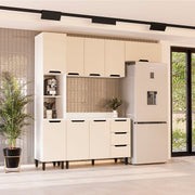Cozinha Completa 4 Peças 225x240cm Com Organização E Pintura Uv Em Mdp/mdf Politorno