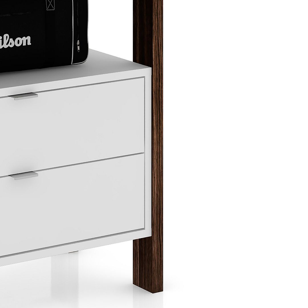 Armário Closet com 2 Gavetas Cabideiro e 1 Prateleira MDP Branco/Nogal Tecnomobili