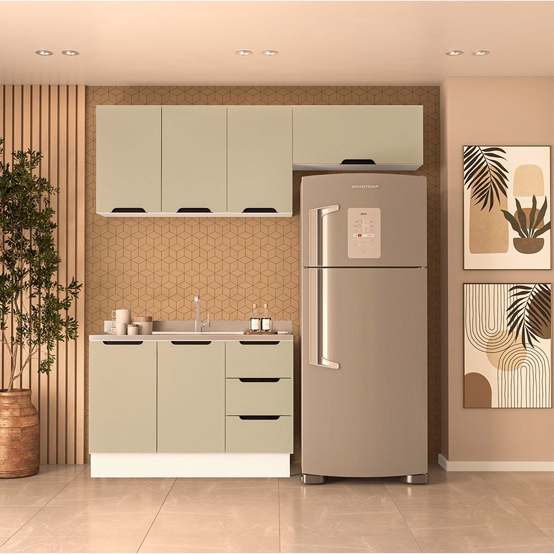 Cozinha Completa 3 Peças 225x200cm Com Design Compacto E Pintura Uv Em Mdp/mdf Politorno