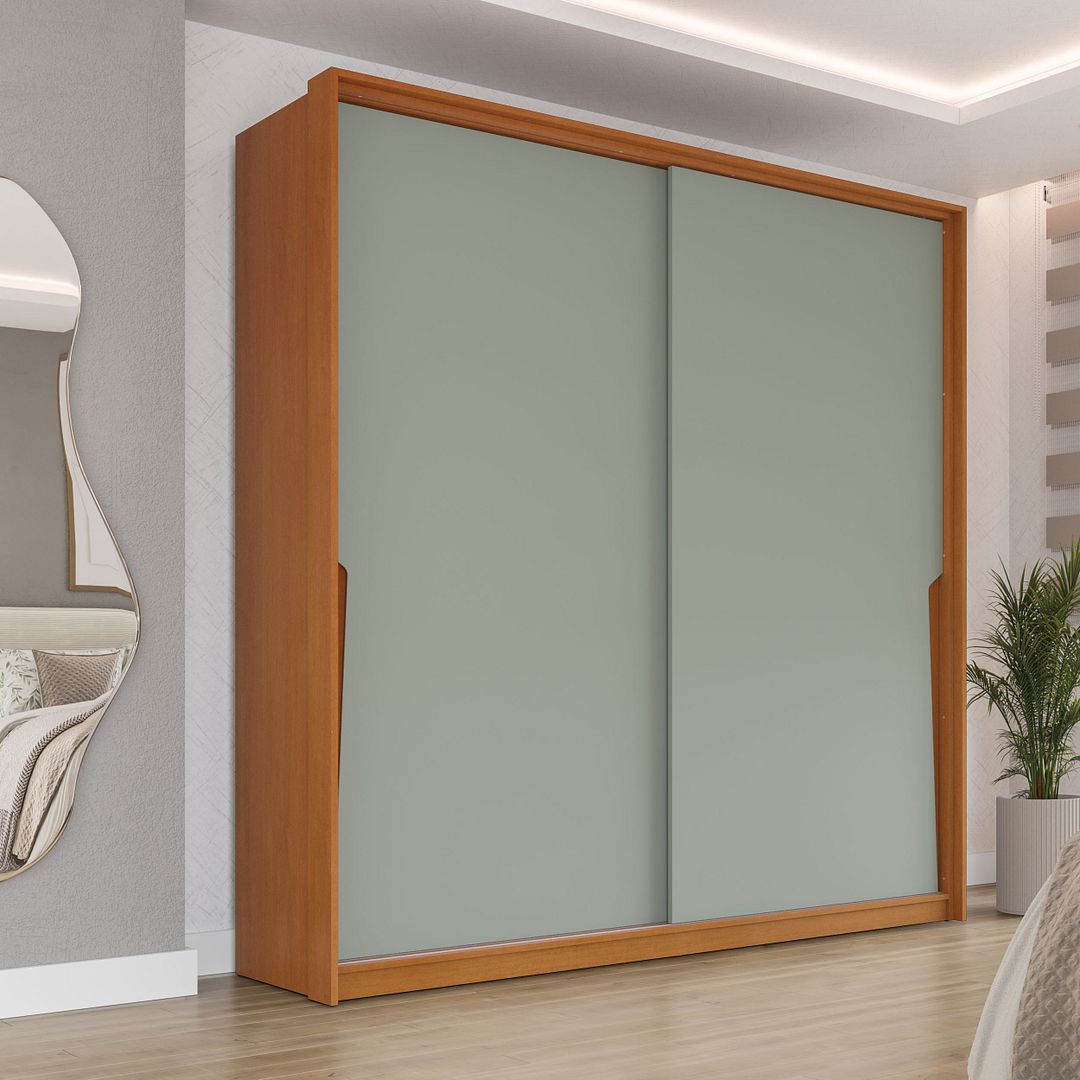 Guarda-Roupa 2 Portas De Correr 2 Gavetas 180cm Com Corrediça Telescópica Em Mdp/mdf Politorno