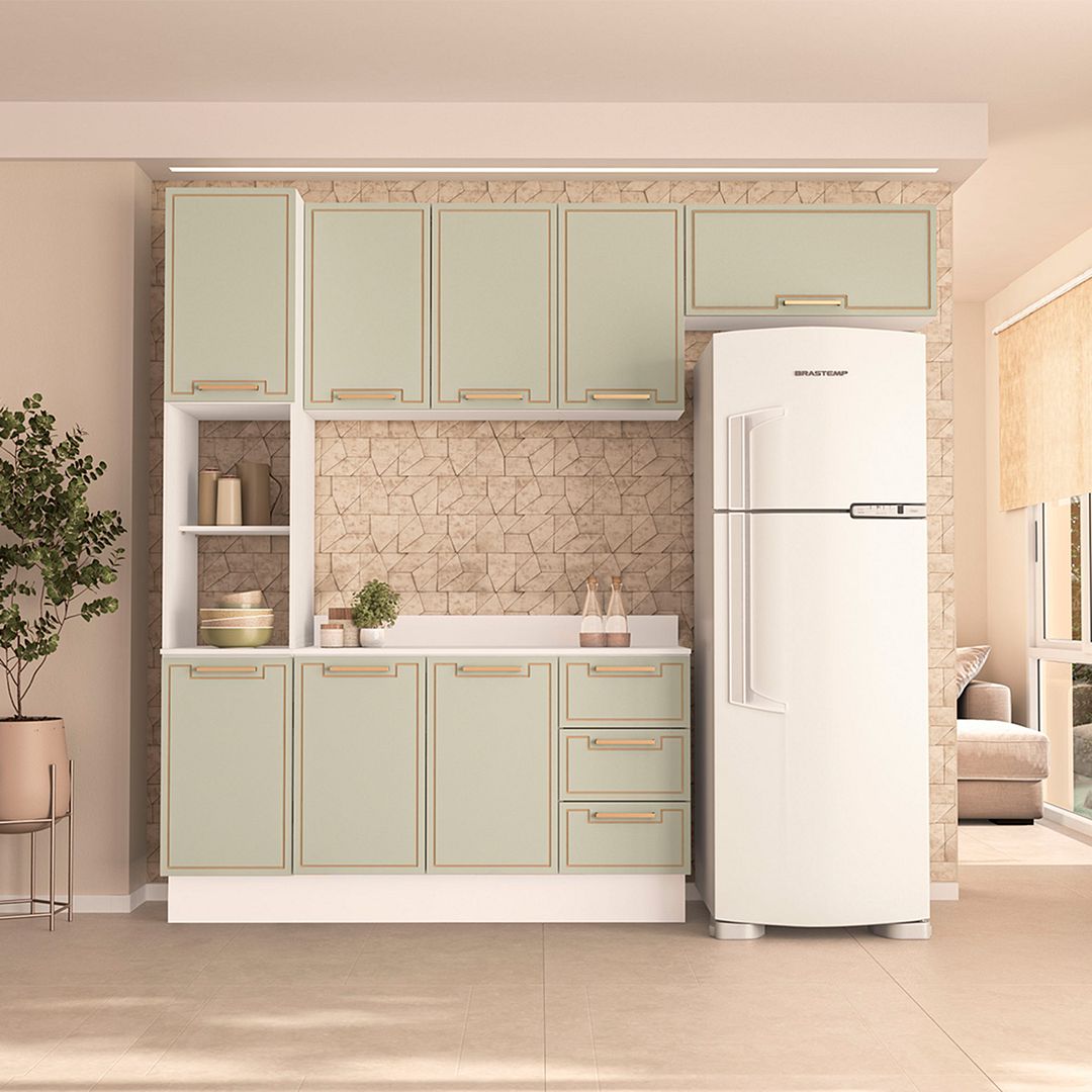 Cozinha Completa 4 Peças 225x240cm Com Paneleiro E Organização Em Mdp/mdf Politorno