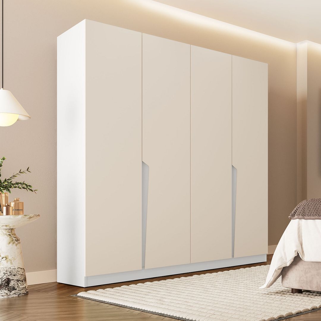 Guarda-Roupa 4 Portas 4 Gavetas 161cm Com Corrediça Telescópica Em Mdp/mdf Politorno