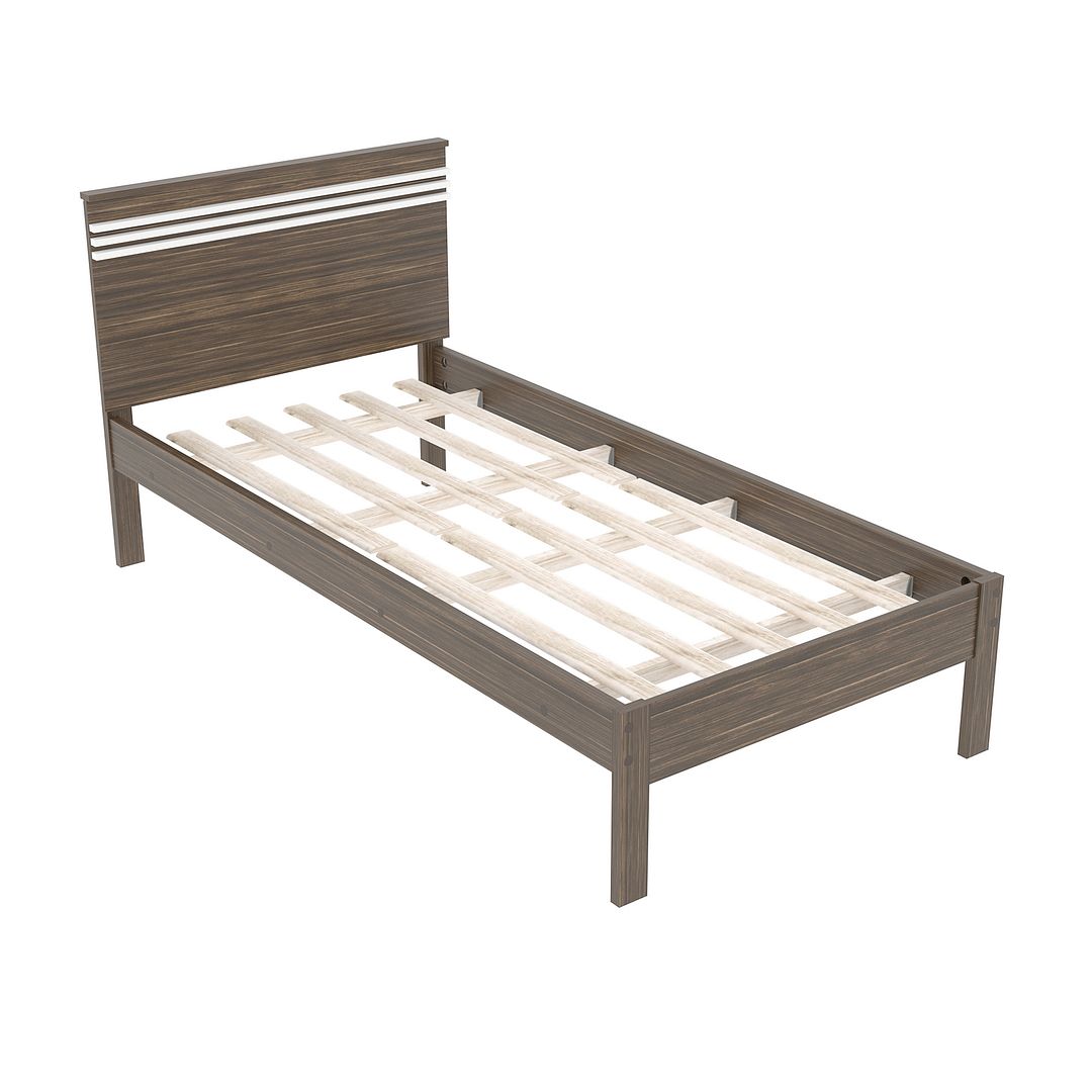 Cama de Solteiro Tradicional para Colchão de 88cm Nogal/Branco Até 130kg Tecnomobili