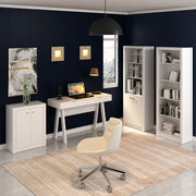Conjunto de Escritório com Balcão, Estante , Armário e Escrivaninha Cavalete 120cm com 2 Gavetas MDP Branco Tecnomobili