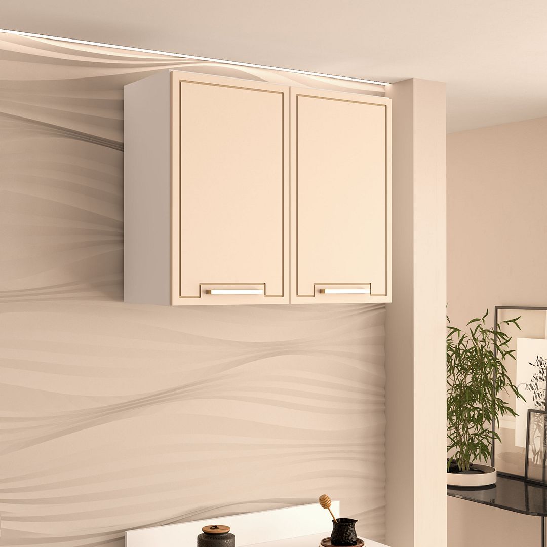 Armário Aéreo 2 Portas 80cm Com Detalhes Usinados Em Mdp/mdf Politorno