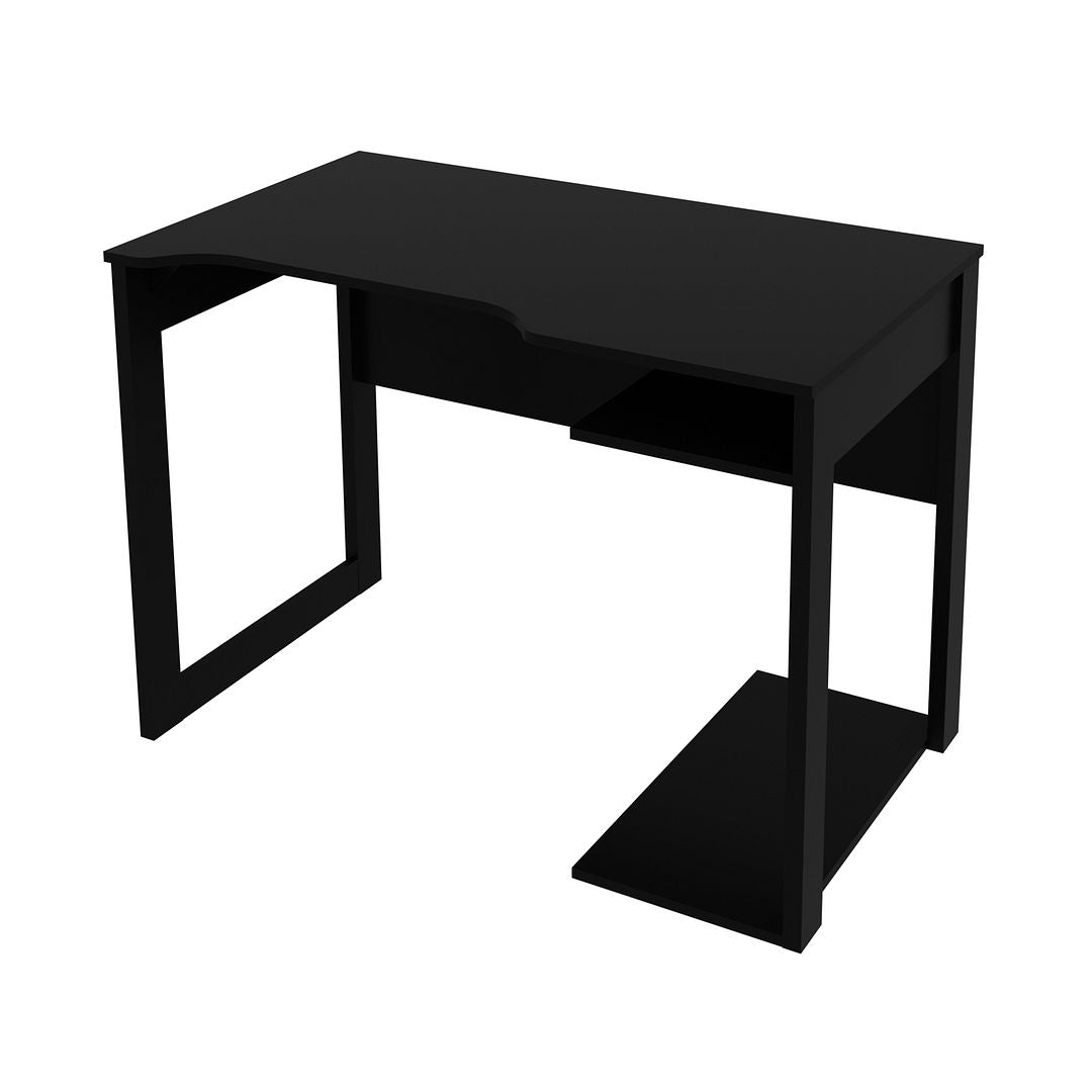 Conjunto de Escritório com Estante e Mesa Gamer 105cm com 1 Prateleira e Porta CPU Nicho Aberto MDP Preto Tecnomobili