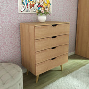 Cômoda Quarto com 4 Gavetas MDP Amêndoa Design Moderno Tecnomobili