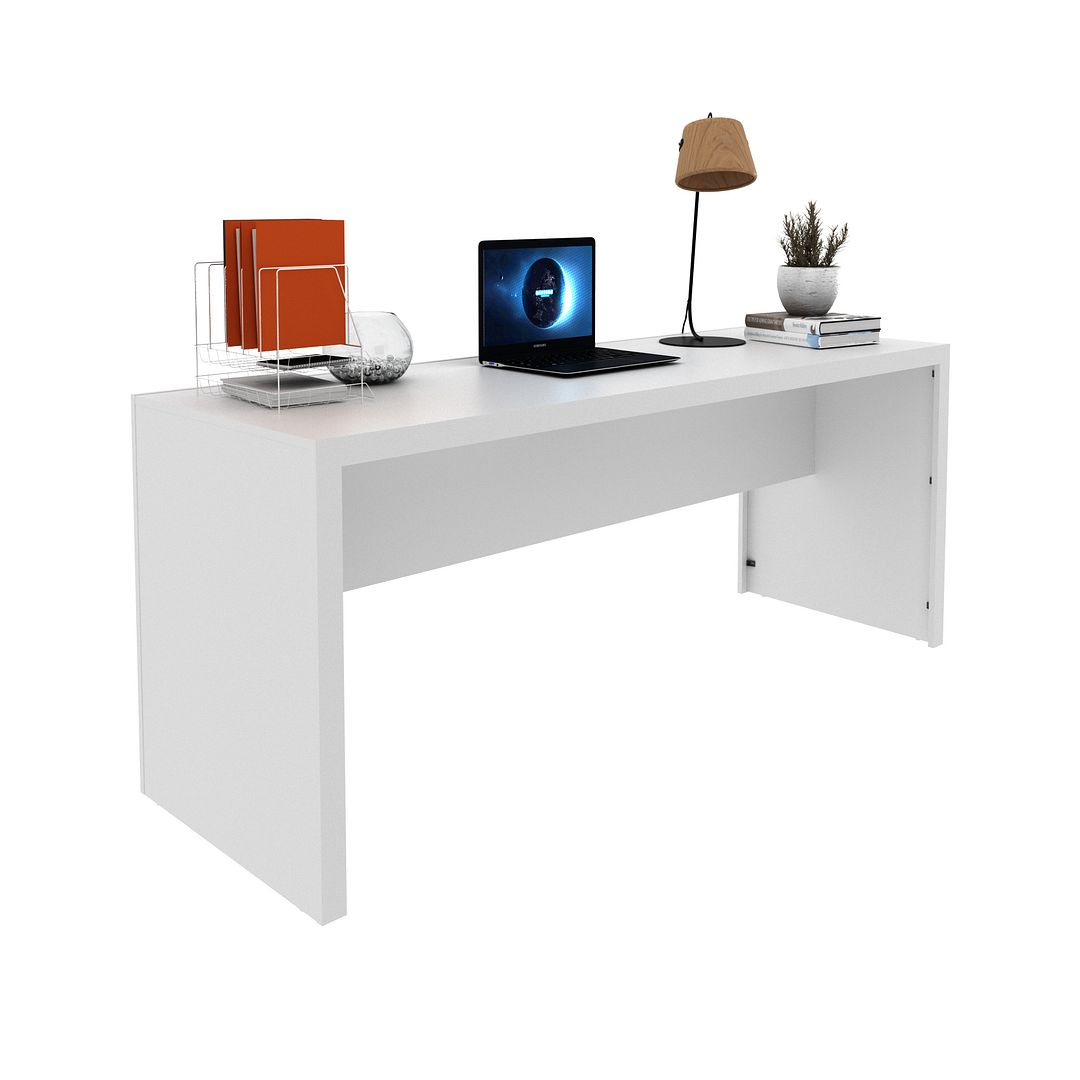 Mesa para Escritório 180cm MDP Branco Design Moderno Tecnomobili