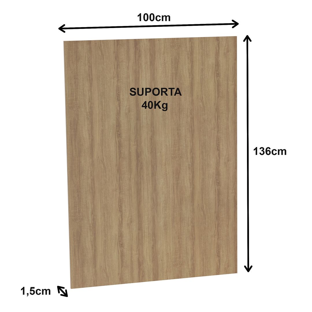 Conjunto de Escritório com Mesa de Reunião 220cm e Painel Suspenso até 37 Polegadas MDP Amendoa Tecnomobili