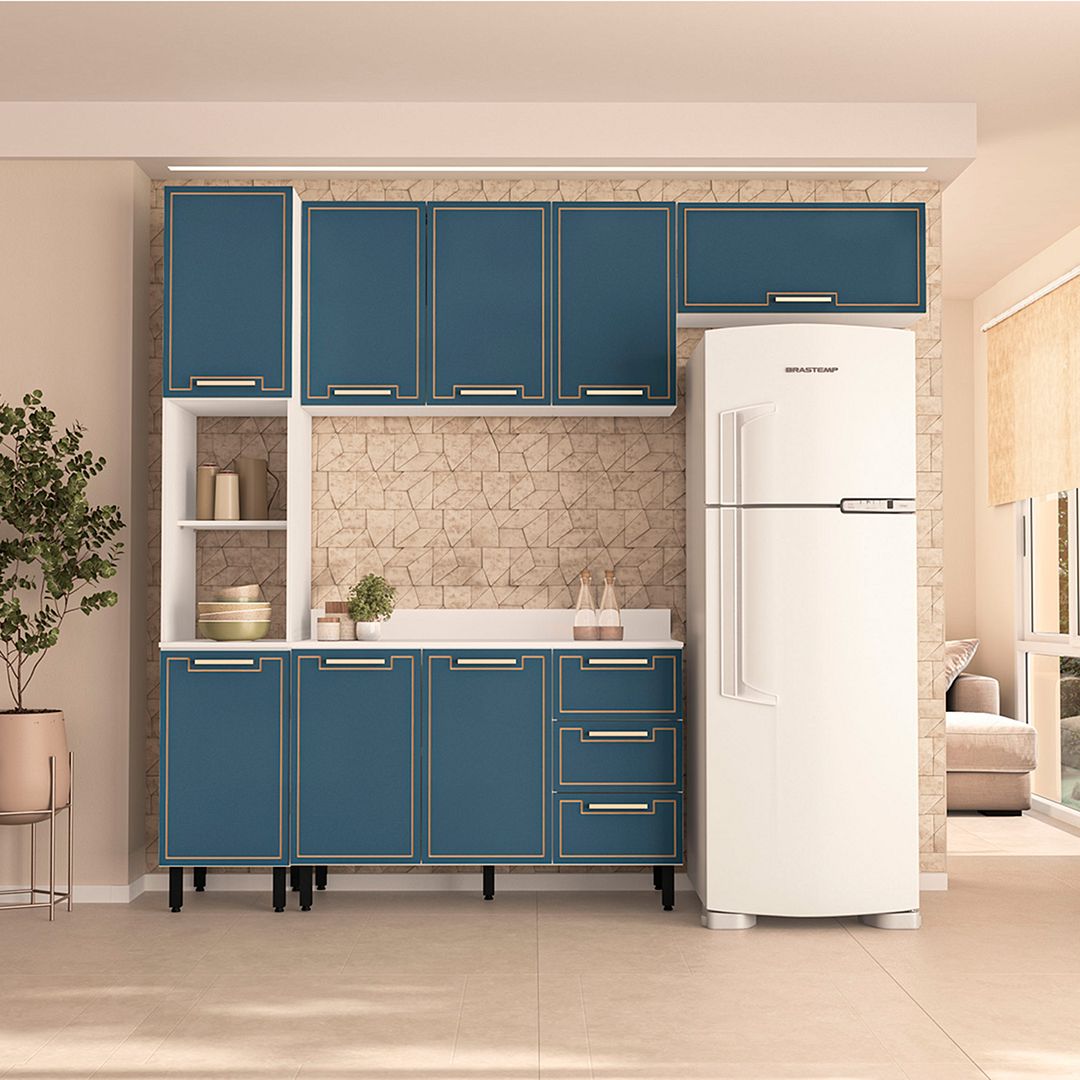 Cozinha Completa 4 Peças 225x240cm Com Organização E Design Moderno Em Mdp/mdf Politorno