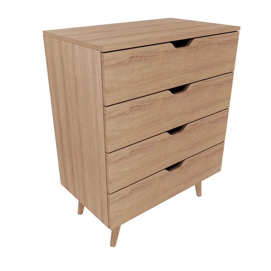Cômoda Quarto com 4 Gavetas MDP Amêndoa Design Moderno Tecnomobili