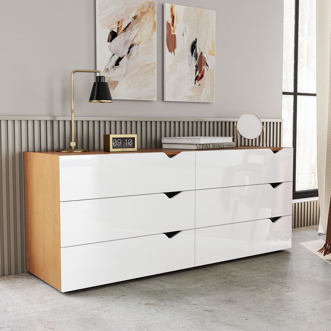 Cômoda 6 Gavetas 150cm Com Corrediça Telescópica Em Mdp/mdf Politorno