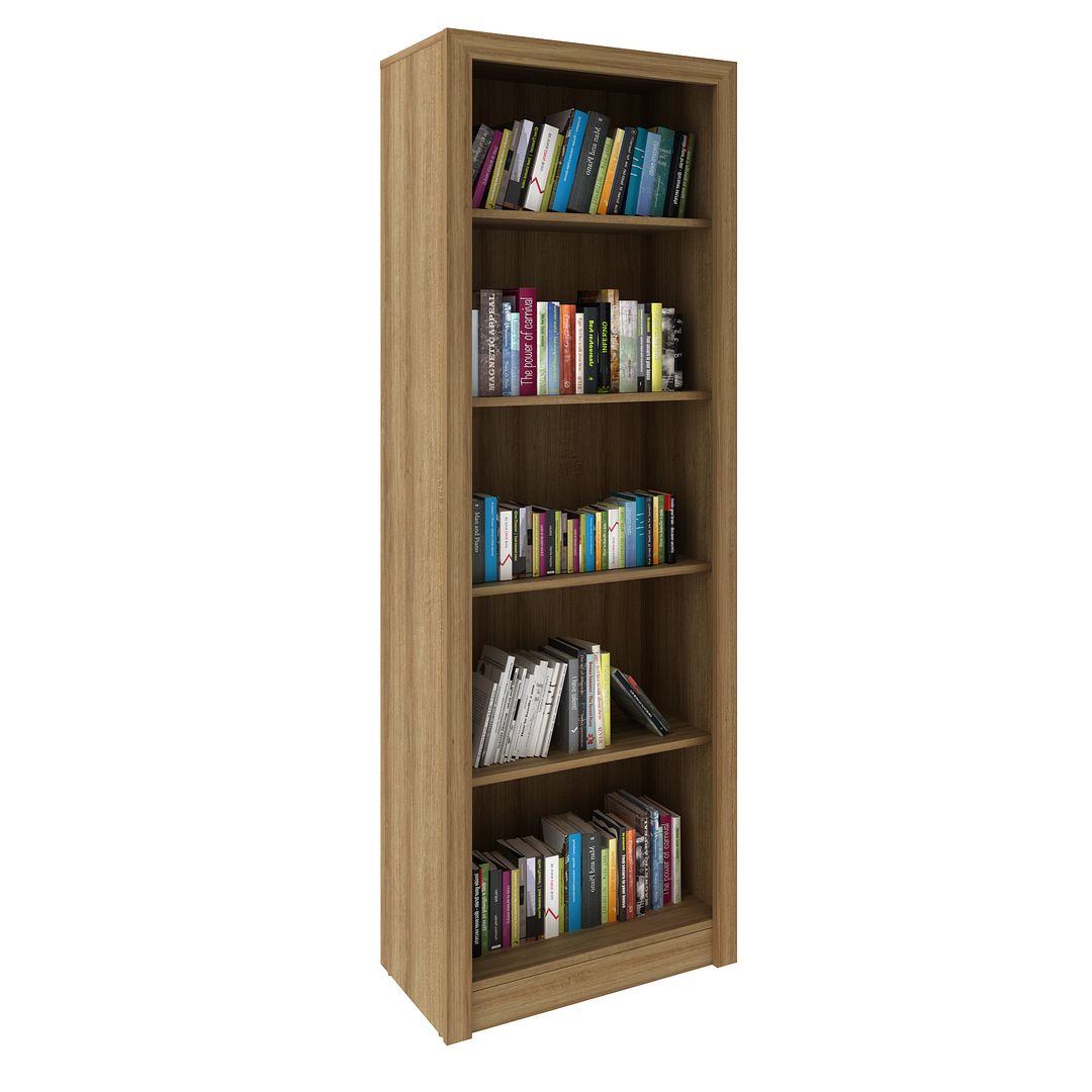 Conjunto de Escritório com Estante com 5 Prateleiras e Mesa 90cm com 1 Gaveta MDP Amêndoa Tecnomobili