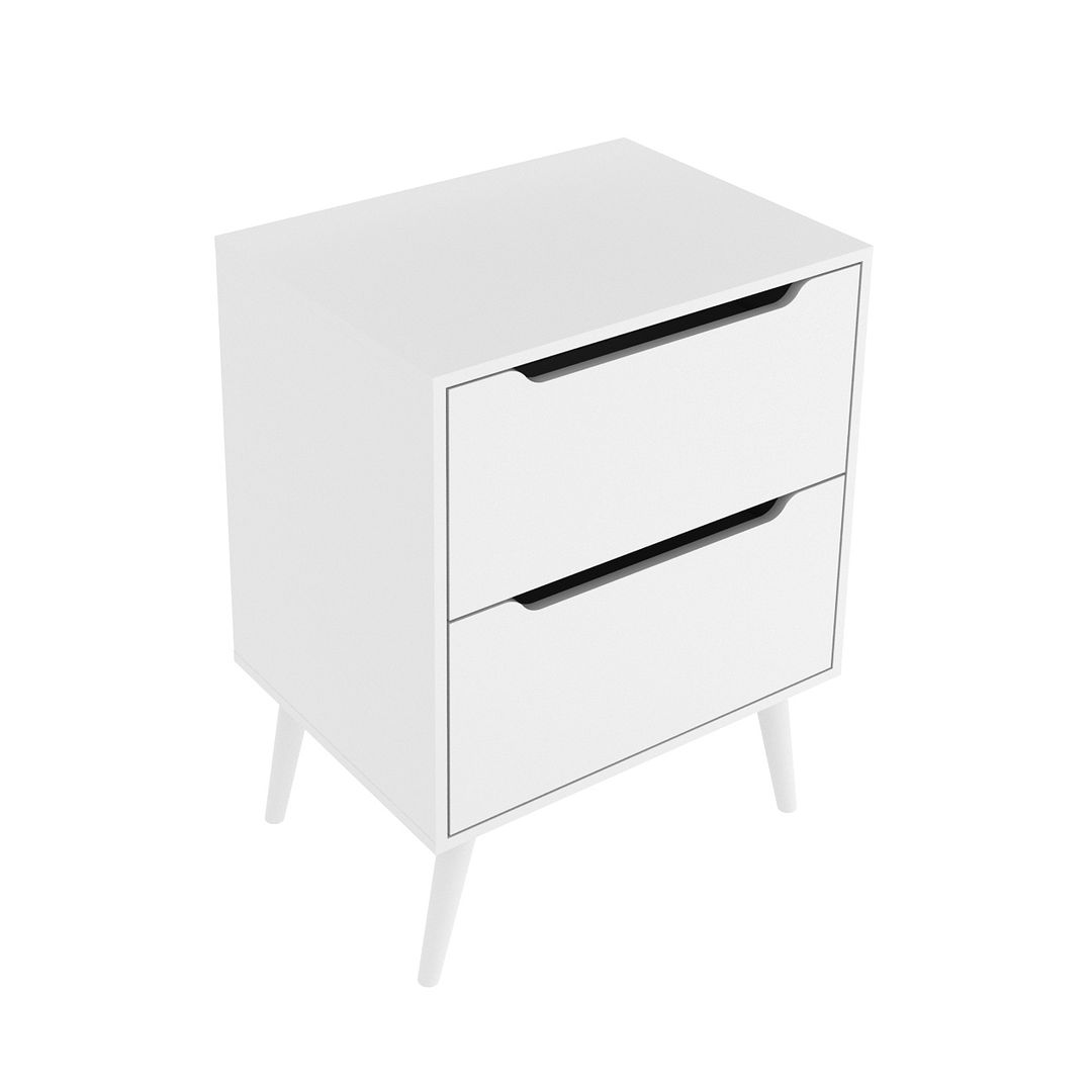 Balcão Gabinete para Banheiro 60cm com 2 Gavetas MDP Branco Pés Retrô Palito Tecnomobili