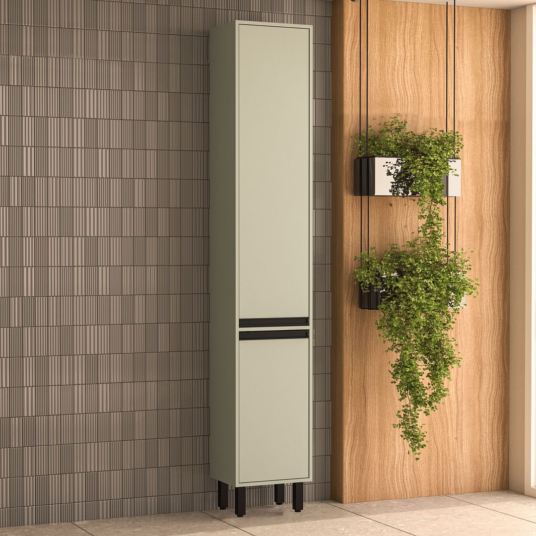 Paneleiro 2 Portas 214x37cm Com Design Compacto E Pintura Uv Em Mdp Politorno