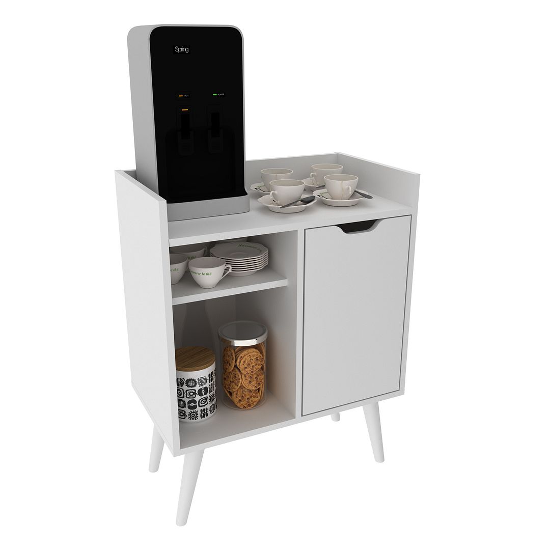 Aparador de Sala Bar/Café Multifuncional com 1 Porta MDP Branco Tecnomobili