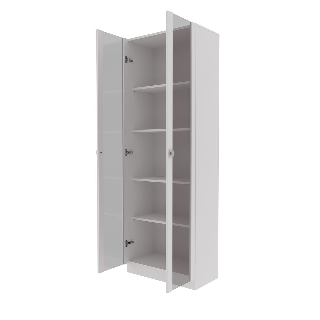 Armário Multiuso com 2 Portas de Vidro e 5 Prateleiras MDP Branco Tecnomobili