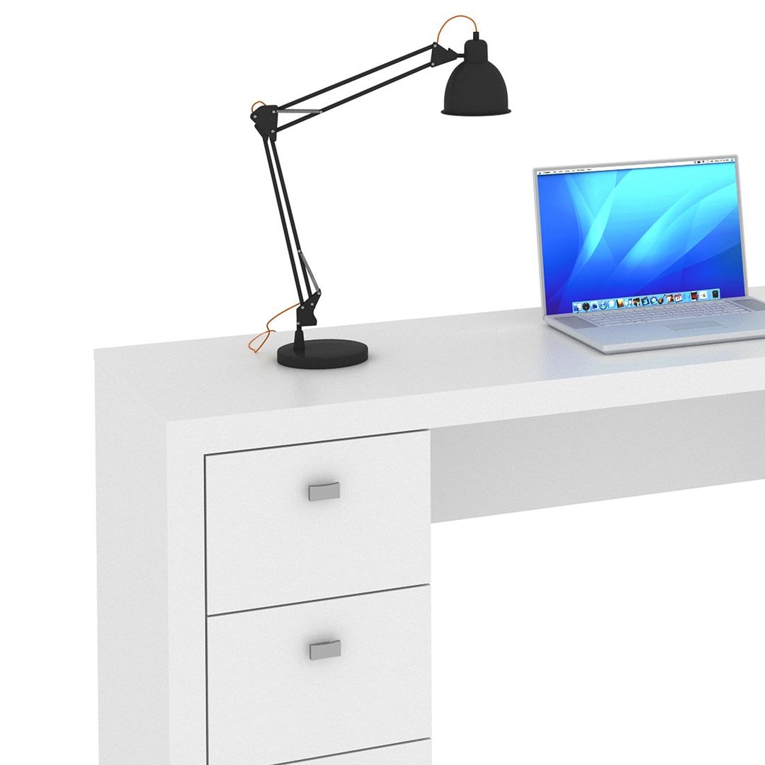 Mesa para Escritório Reta 140cm com 3 Gavetas MDP Branco Tecnomobili