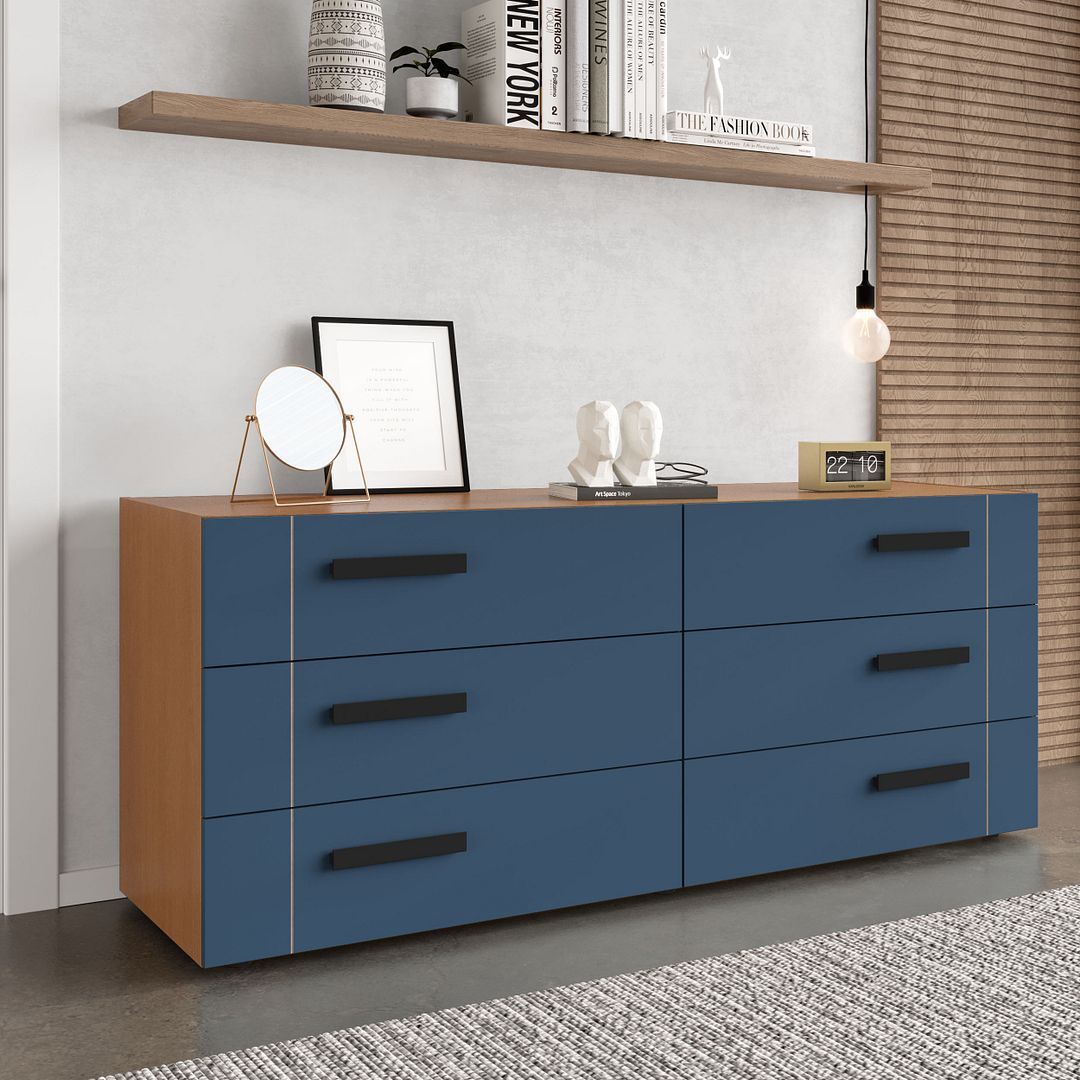 Cômoda 6 Gavetas 150cm Com Design Elegante E Acabamento Em Pintura Uv Em Mdp/mdf Politorno