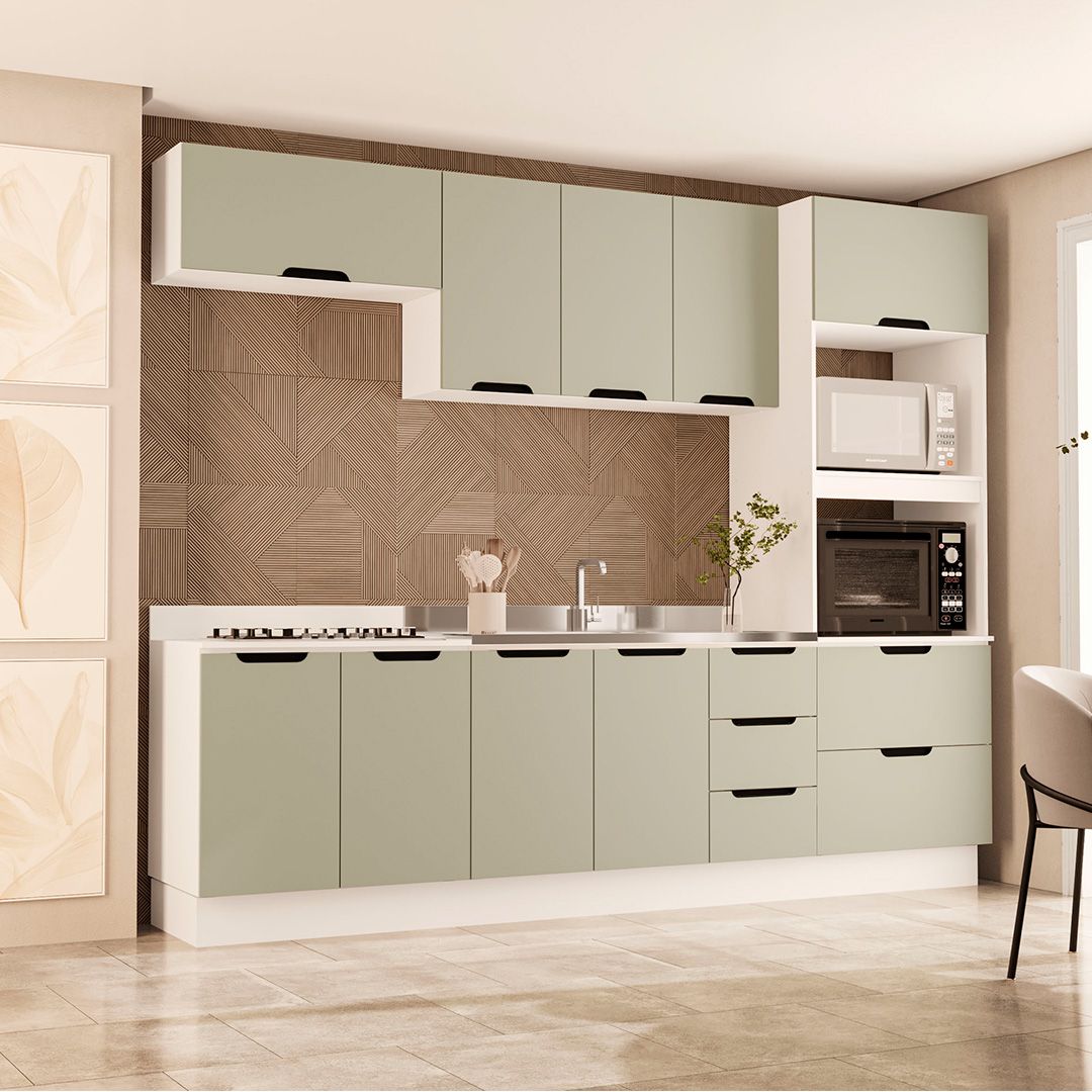 Cozinha Completa 5 Peças 225x270cm Com Amplo Espaço E Pintura Uv Em Mdp/mdf Politorno