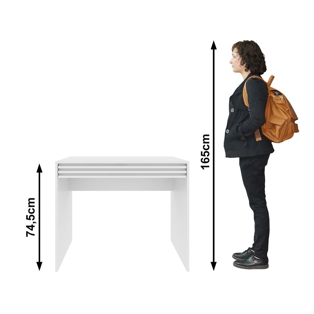 Escrivaninha 90cm com Gaveta MDP Branco Tecnomobili