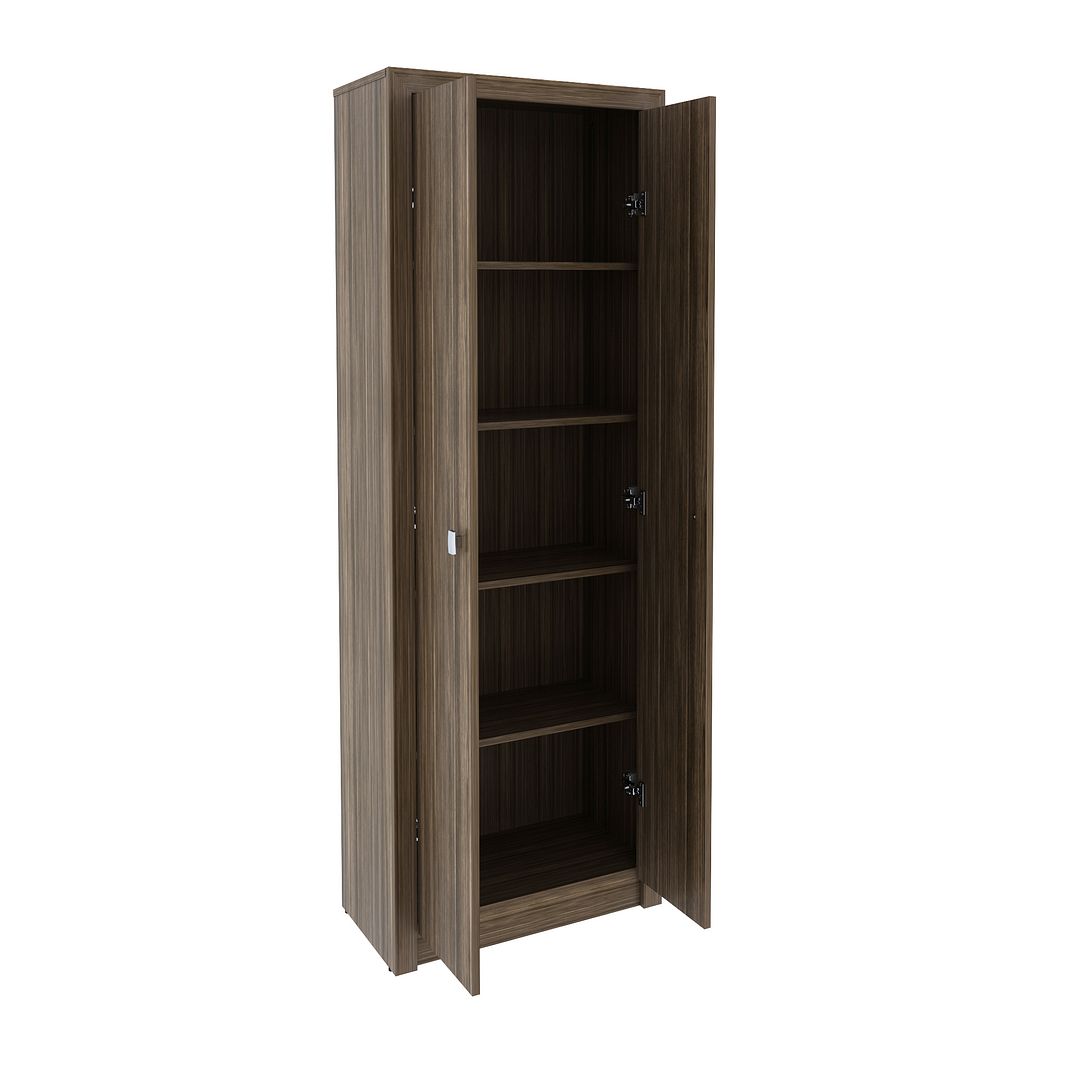 Conjunto de Escritório com 2 Armários 2 Portas 5 Prateleiras e Mesa com Apoio Lateral 3 Gavetas MDP Nogal Tecnomobili
