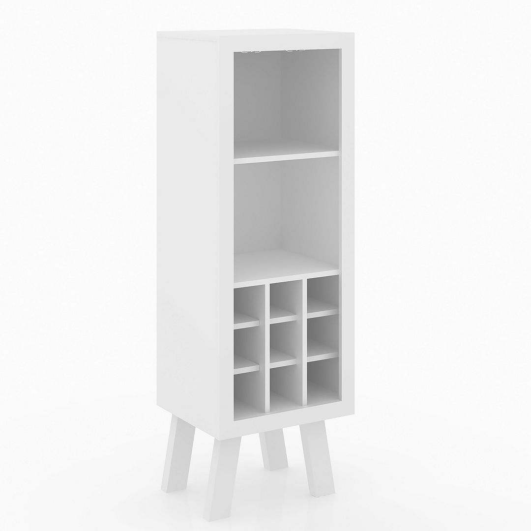 Adega Bar para 9 Garrafas MDP Branco com 2 Porta Taças Tecnomobili