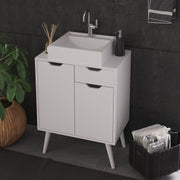 Balcão Gabinete para Banheiro com 2 Portas e 1 Gaveta MDP Branco Tecnomobili
