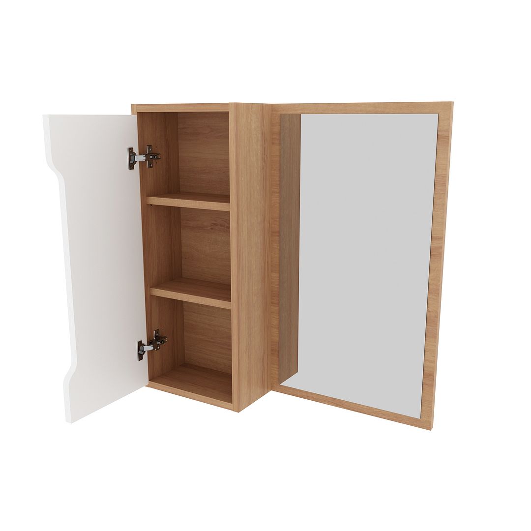 Conjunto de Banheiro com Balcão Gabinete Suspenso 1 Porta e Espelho Suspenso com 1 Porta 3 Prateleiras MDP Tecnomobili