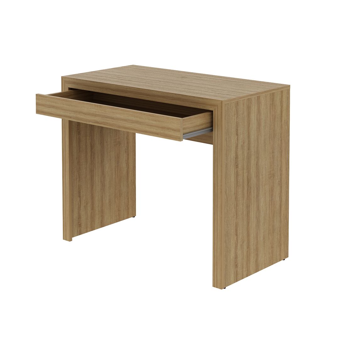 Conjunto de Escritório com Estante com 5 Prateleiras e Mesa 90cm com 1 Gaveta MDP Amêndoa Tecnomobili