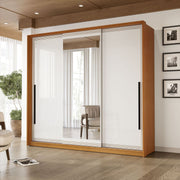 Guarda-Roupa 3 Portas 4 Gavetas 220cm Com Detalhes Usinados E Corrediça Telescópica Em Mdp/mdf Politorno