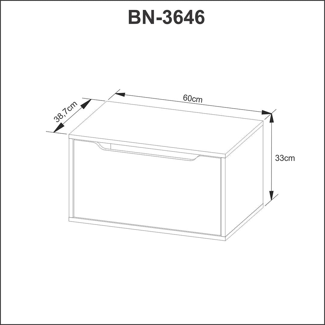 Balcão Gabinete para Banheiro Suspenso com 1 Porta MDP Amêndoa/Branco Tecnomobili