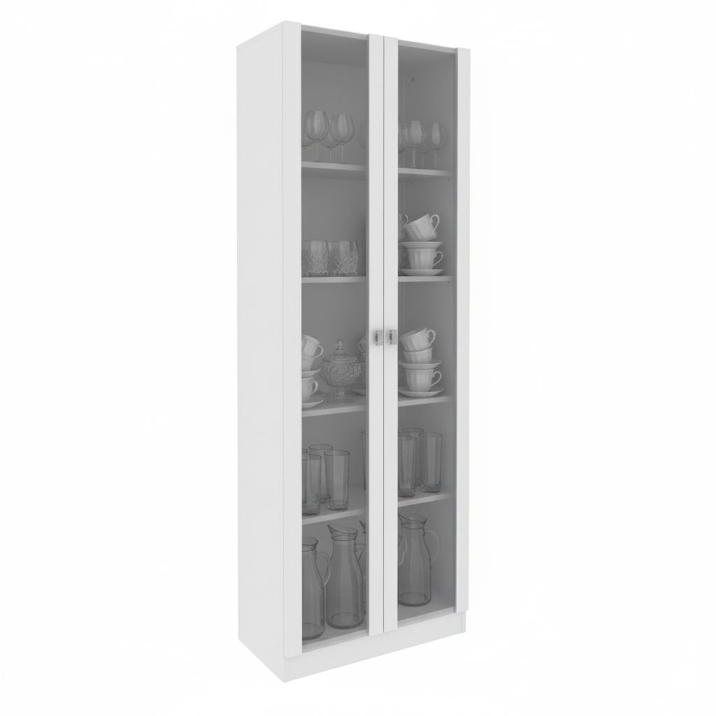 Cristaleira com 2 Portas de Vidro e 4 Prateleiras MDP Branco Tecnomobili