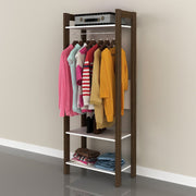 Armário Closet Quarto com 3 Prateleiras e Cabideiro MDP Branco/Nogal Tecnomobili