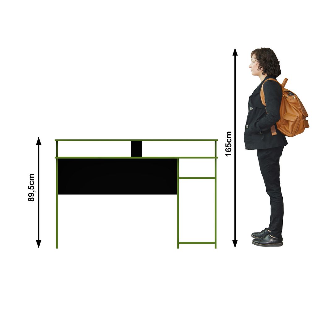 Mesa Gamer 136cm com Porta CPU Nicho Aberto MDP Preto/Verde Prateleira Auxiliar Tecnomobili