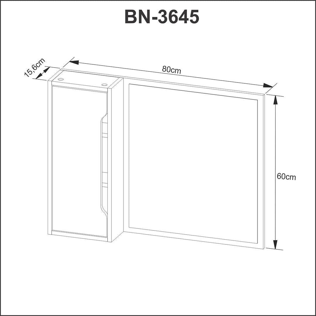 Espelho para Banheiro Suspenso com 1 Porta e 3 Prateleiras MDP Amêndoa/Branco Tecnomobili