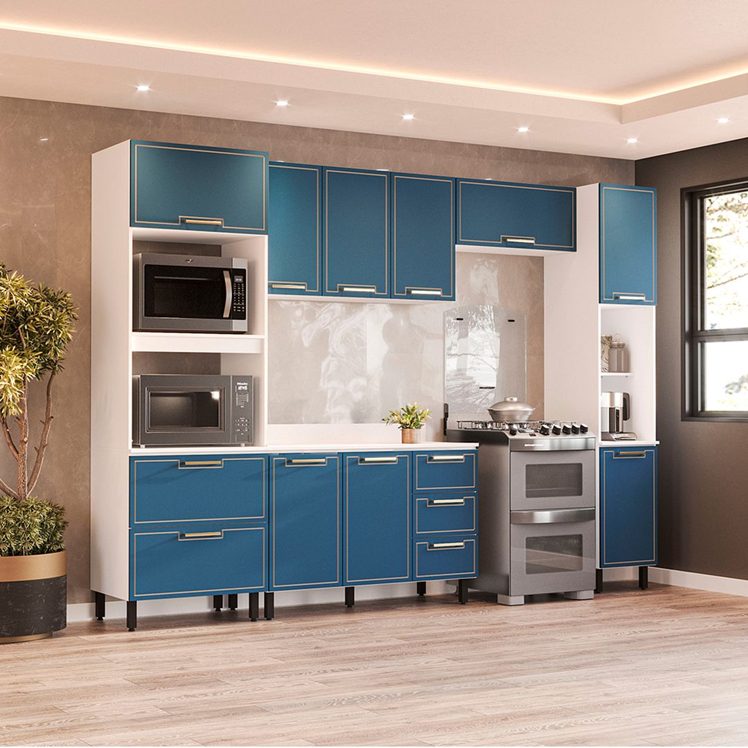 Cozinha Completa 5 Peças 225x310cm Com Amplo Espaço E Design Moderno Em Mdp/mdf Politorno