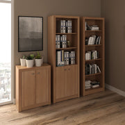 Conjunto de Escritório com Balcão,  Estante 5 Prateleiras e Armário com 2 Portas e 5 Prateleiras MDP Amêndoa Tecnomobili