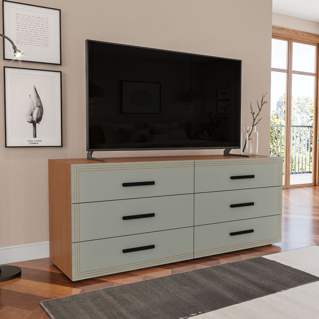 Cômoda 6 Gavetas 150cm Com Detalhes Usinados E Corrediça Telescópica Em Mdp/mdf Politorno