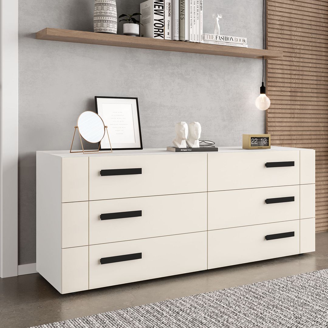 Cômoda 6 Gavetas 150cm Com Design Elegante E Acabamento Em Pintura Uv Em Mdp/mdf Politorno
