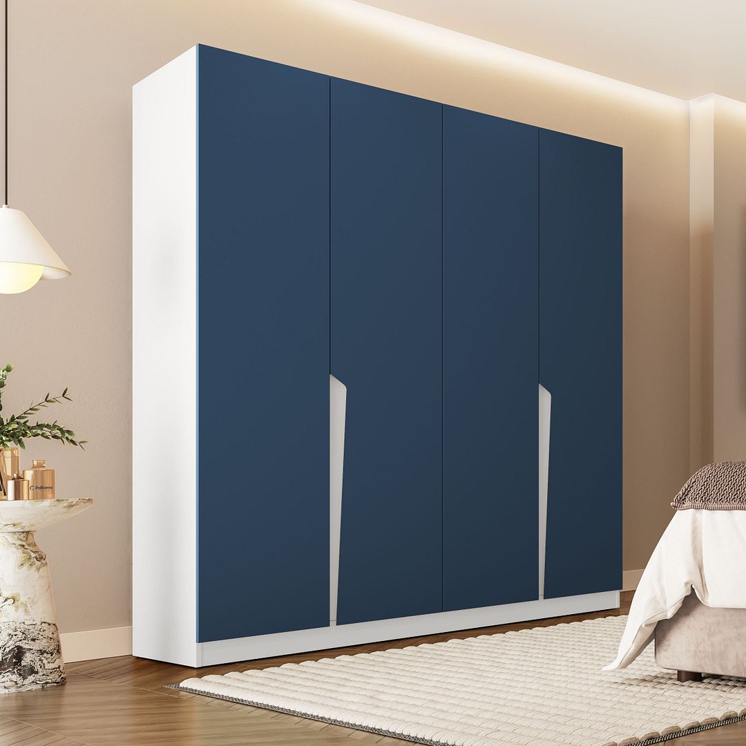 Guarda-Roupa 4 Portas 4 Gavetas 161cm Com Corrediça Telescópica Em Mdp/mdf Politorno