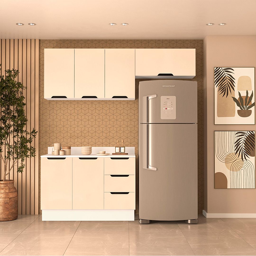 Cozinha Completa 3 Peças 225x200cm Com Design Compacto E Pintura Uv Em Mdp/mdf Politorno