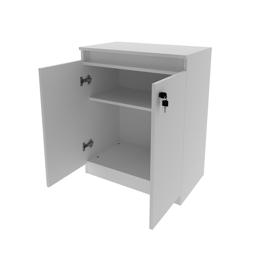 Balcão para Escritório 60cm com 1 Prateleira 2 Portas MDP Branco Tecnomobili