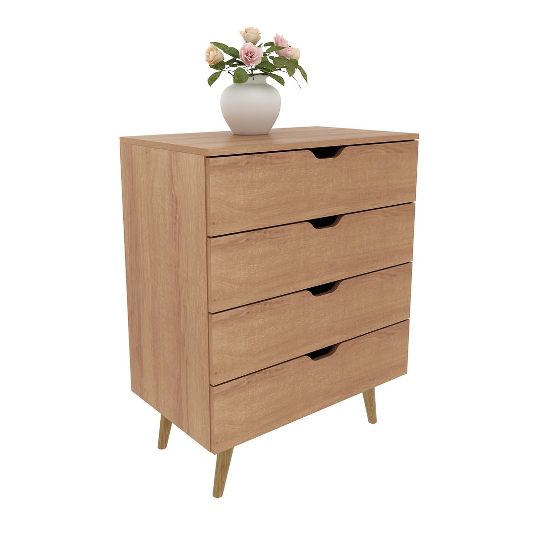 Cômoda Quarto com 4 Gavetas MDP Amêndoa Design Moderno Tecnomobili