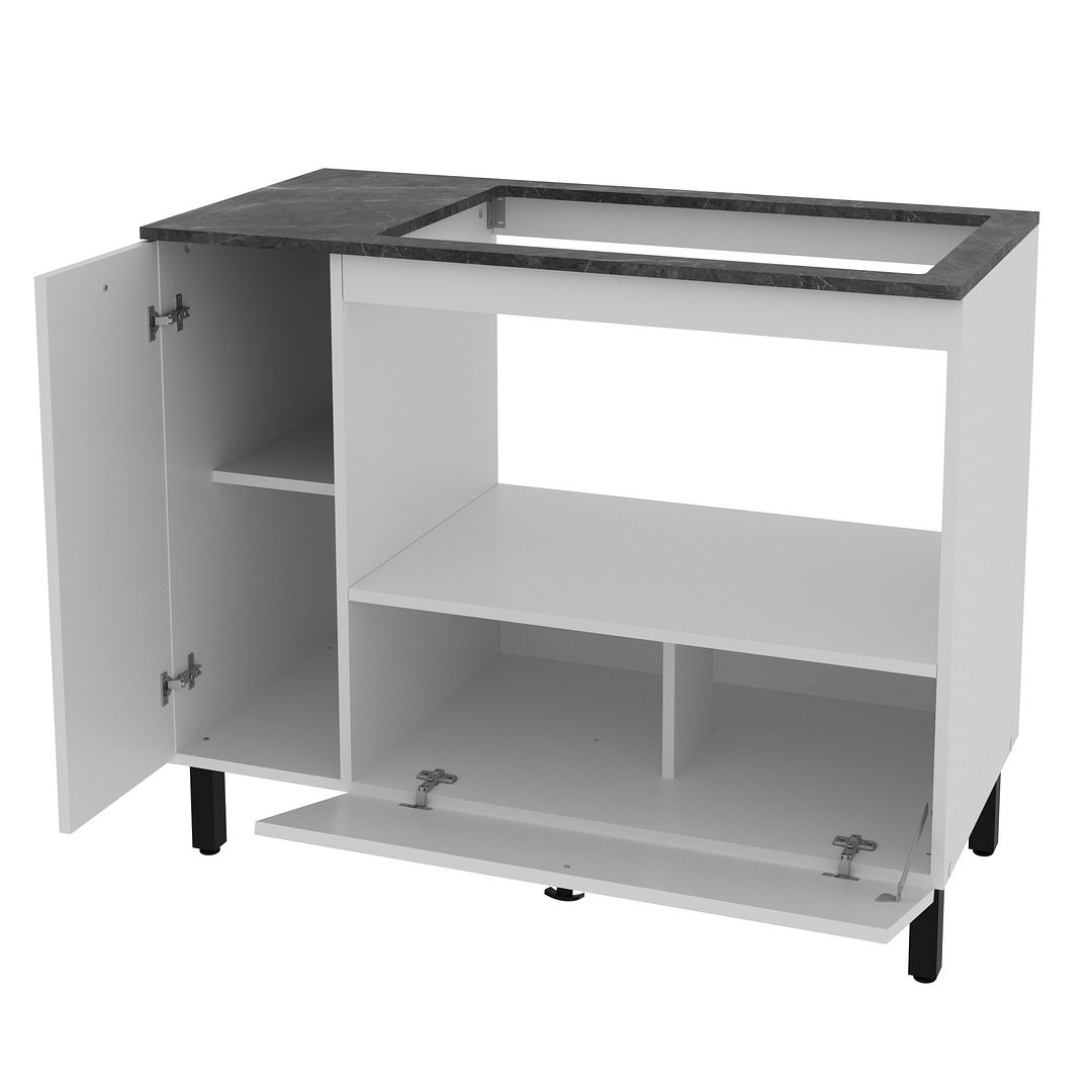 Balcão Cozinha Cooktop 5 Bocas com 2 Portas e Nicho para Forno ou Micro MDP Tecnomobili