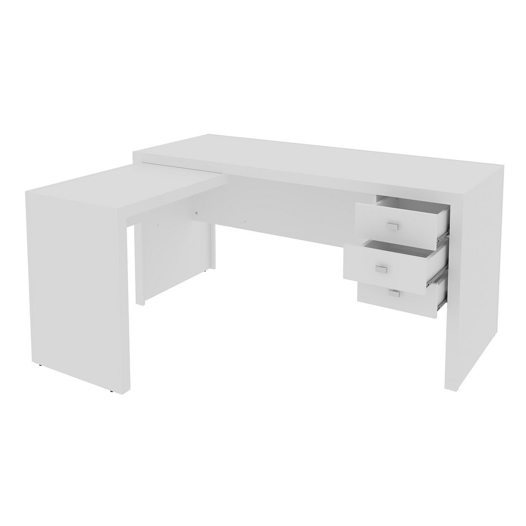 Conjunto Escritório com Armário 2 Portas e Mesa MDP Branco Tecnomobili