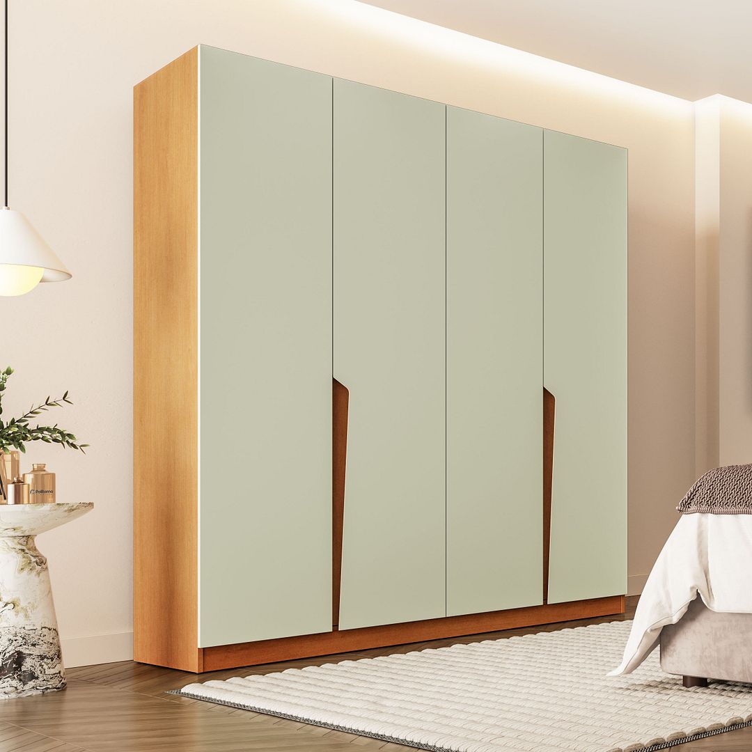 Guarda-Roupa 4 Portas 4 Gavetas 161cm Com Corrediça Telescópica Em Mdp/mdf Politorno