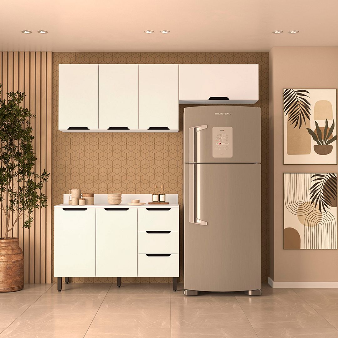 Cozinha Completa 3 Peças 225x200cm Com Design Compacto E Pintura Uv Em Mdp/mdf Politorno