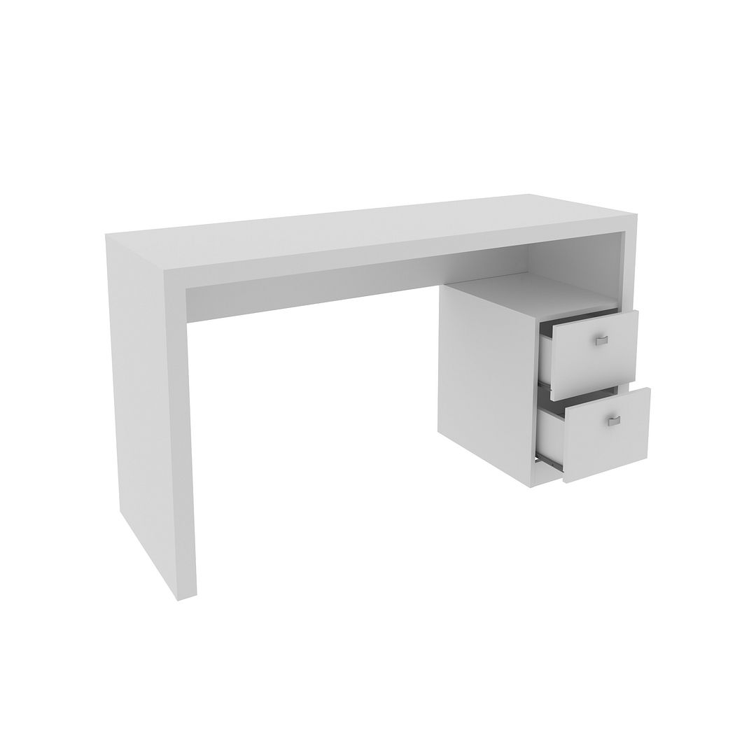 Mesa para Escritório 135,8cm com 2 gavetas MDP Branco Tecnomobili