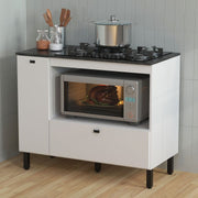 Balcão Cozinha Cooktop 5 Bocas com 2 Portas e Nicho para Forno ou Micro MDP Tecnomobili